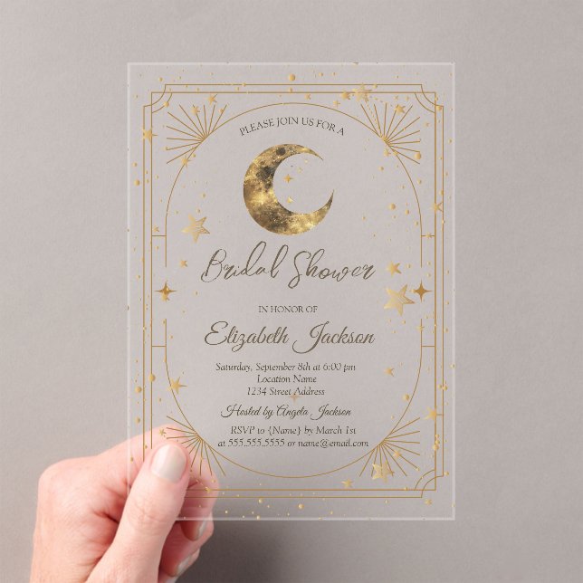 Invitaciones Acrílicas Marco de Luna Estrellas Celestiales  Despedida de  (Insitu (portátil))