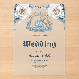 Invitaciones Acrílicas Marco floral con Rosas y diseño celta