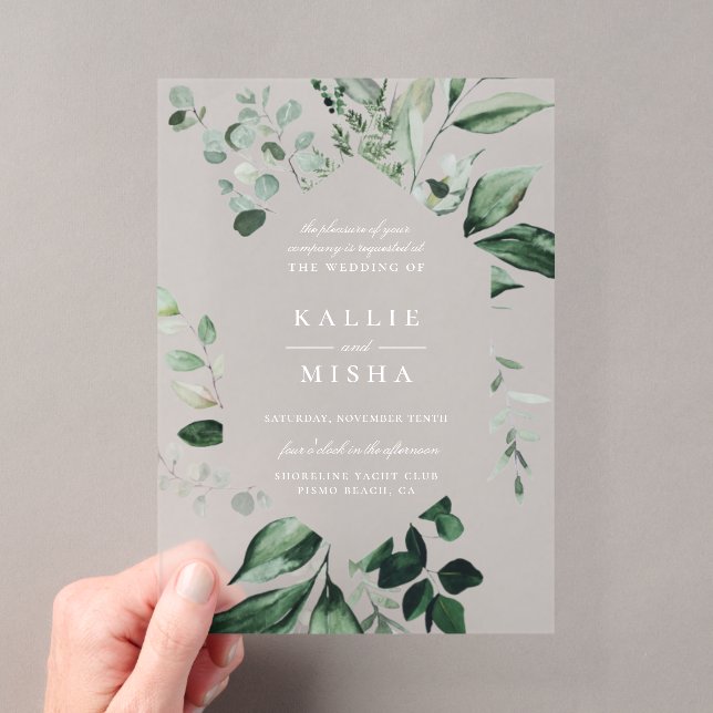 Invitaciones Acrílicas Marco geométrico botánico natural boda (Insitu (portátil))