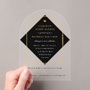 Invitaciones Acrílicas Marco Minimalista con Borlas de Arquitectura Foto 