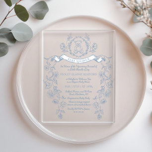 Invitaciones Acrílicas Marco toile vintage Chinoiserie Baby Shower