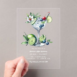 Invitaciones Acrílicas Margarita de Lima y Fresa Clara Moderna Tropical C