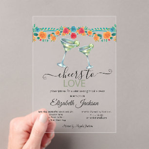 Invitaciones Acrílicas Margarita Flores Fiesta Mexicana Despedida de Solt