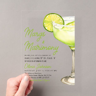Invitaciones Acrílicas Margarita Margs y Matrimonio Cocktail Despedida de