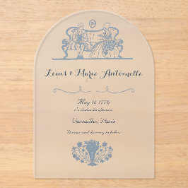 Invitaciones Acrílicas Marie Antoinette Rococo Dusty Blue Boda