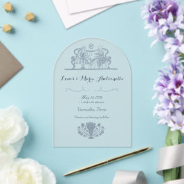 Invitaciones Acrílicas Marie Antoinette Rococo Dusty Blue Boda