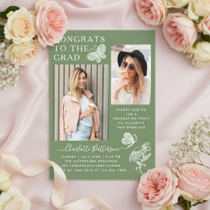 Invitaciones Acrílicas Mariposa de Berro Moderna Foto Fiesta de Graduació