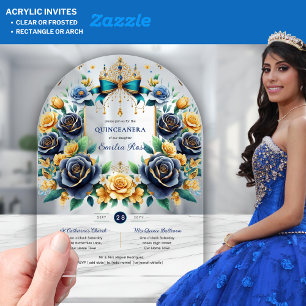 Invitaciones Acrílicas Mariposas Florales Elegantes QUINCEANERA Claras