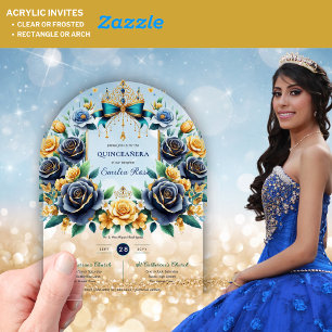 Invitaciones Acrílicas Mariposas Florales Elegantes QUINCEANERA Claras