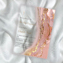 Invitaciones Acrílicas mármol de tinta | Primera Comunión Santa