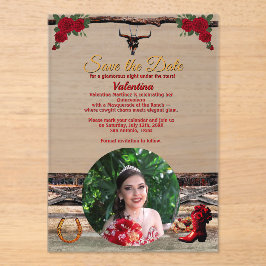 Invitaciones Acrílicas Masquerade Ranch Quinceañera Custom Photo & Name