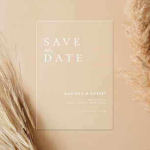 Invitaciones Acrílicas Matrimonio moderno simple salva la fecha
