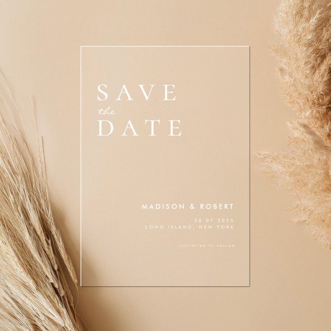 Invitaciones Acrílicas Matrimonio moderno simple salva la fecha (Subido por el creador)
