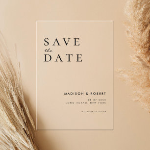 Invitaciones Acrílicas Matrimonio moderno simple salva la fecha