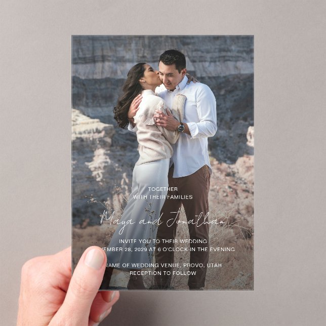 Invitaciones Acrílicas Maya Simple Photo Modern Boda (Insitu (portátil))
