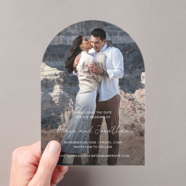 Invitaciones Acrílicas Maya Simple Photo Modern Wedding Save the Date (Insitu (portátil))