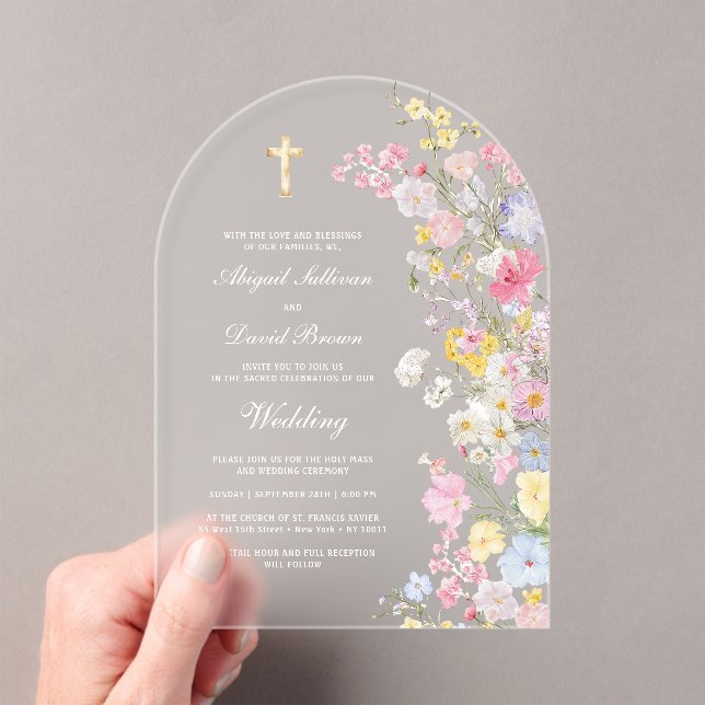 Invitaciones Acrílicas Meadow Flowers Arch Wedding (Insitu (portátil))