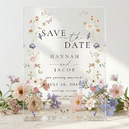 Invitaciones Acrílicas Meadow Wildflower Floral Photo Wedding