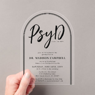 Invitaciones Acrílicas Médico PsyD Del Partido De Graduación De Psicologí