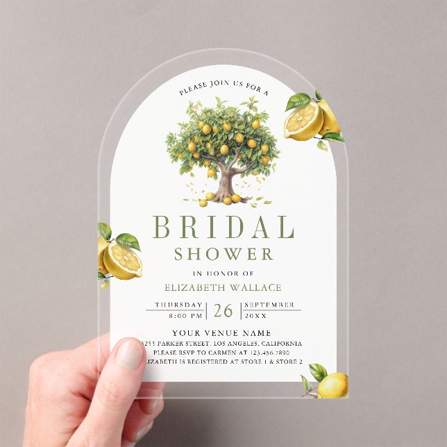 Invitaciones Acrílicas Mediterranean Lemon Tree Arch Bridal Shower (Insitu (portátil))