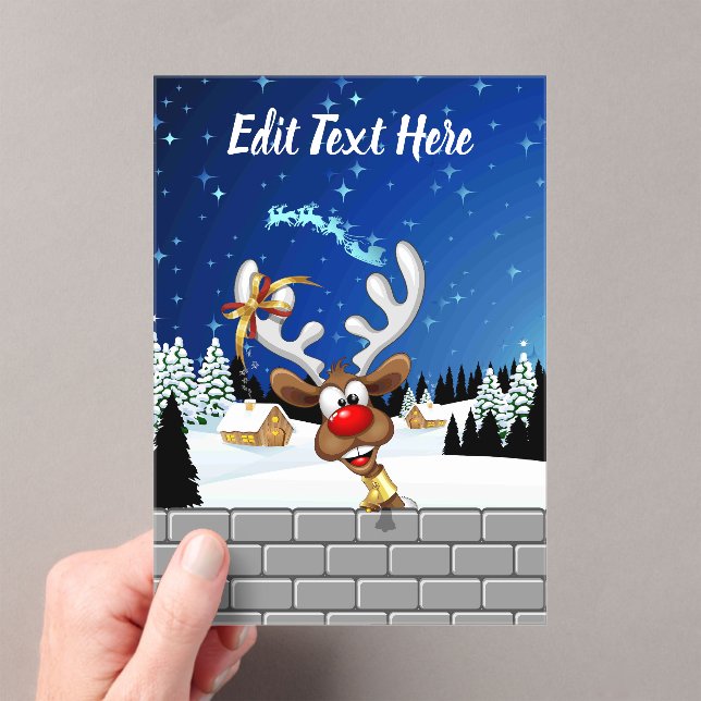 Invitaciones Acrílicas Meme Divertido de Navidad de Reno Espiando (Insitu (portátil))
