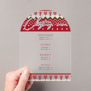 Invitaciones Acrílicas Menú de Navidades de corazón de Hygge Angel de pun