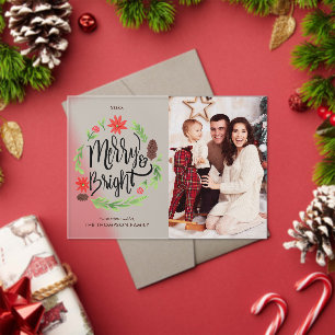 Invitaciones Acrílicas "Merry and Bright" Mano festiva pintada de guirnal