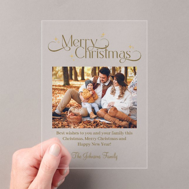Invitaciones Acrílicas merry christmas family photo fun script modern (Insitu (portátil))