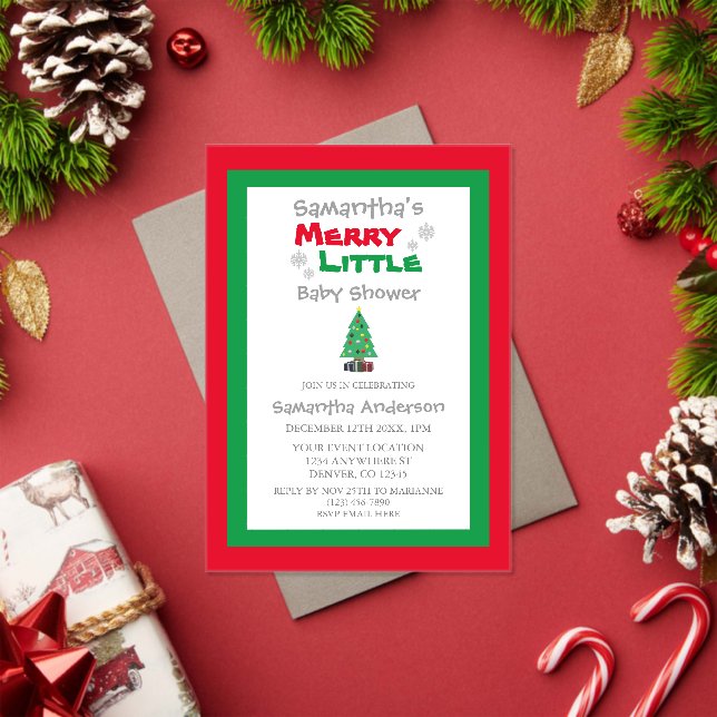 Invitaciones Acrílicas Merry Little Baby Shower (Insitu (Vacaciones))