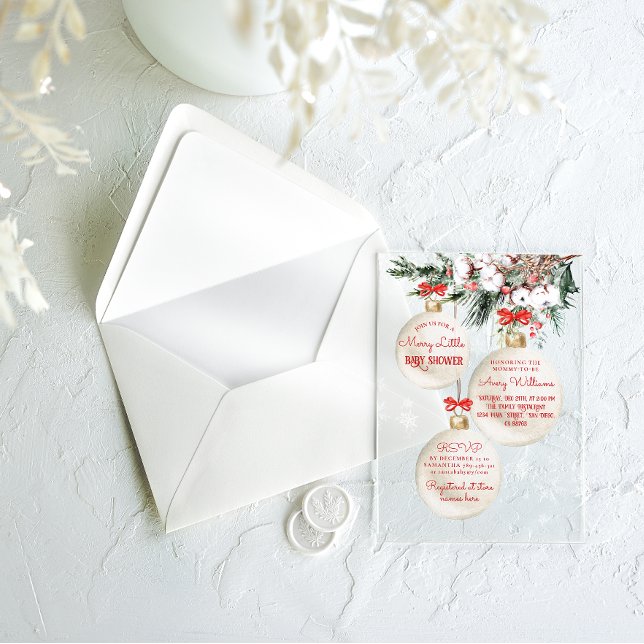 Invitaciones Acrílicas Merry Little Baby Shower Modernos Navidades (Subido por el creador)