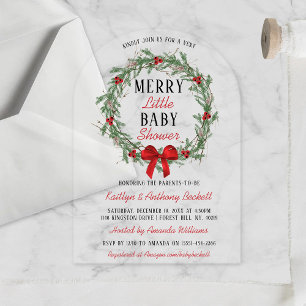 Invitaciones Acrílicas Merry Little Christmas Baby Shower