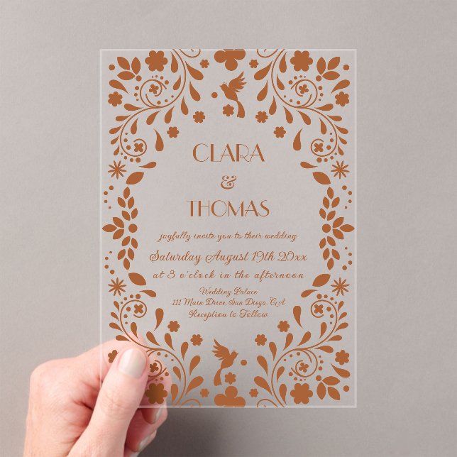 Invitaciones Acrílicas Mexican Talavera Terracotta Wedding (Insitu (portátil))