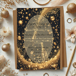 Invitaciones Acrílicas Midnight Gold Champagne Dreams New Year Bubbly Fun
