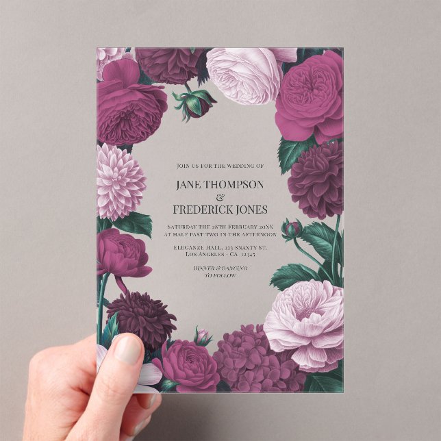 Invitaciones Acrílicas Midnight Orchid, Velvet Aubergine & Misty Mauve (Insitu (portátil))