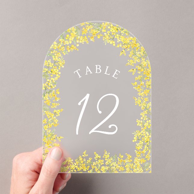 Invitaciones Acrílicas Mimosa Acrylic Table Number (Insitu (portátil))