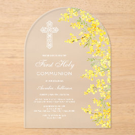 Invitaciones Acrílicas Mimosa Flowers Arch First Communion
