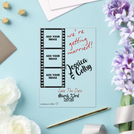 Invitaciones Acrílicas Mínima Foto Guardar Fecha Personalizada Moderna