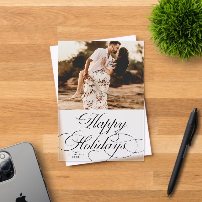 Invitaciones Acrílicas Minimal Elegant Holiday 1 Photo Christmas Card (Insitu (Tarjeta de Invitación))