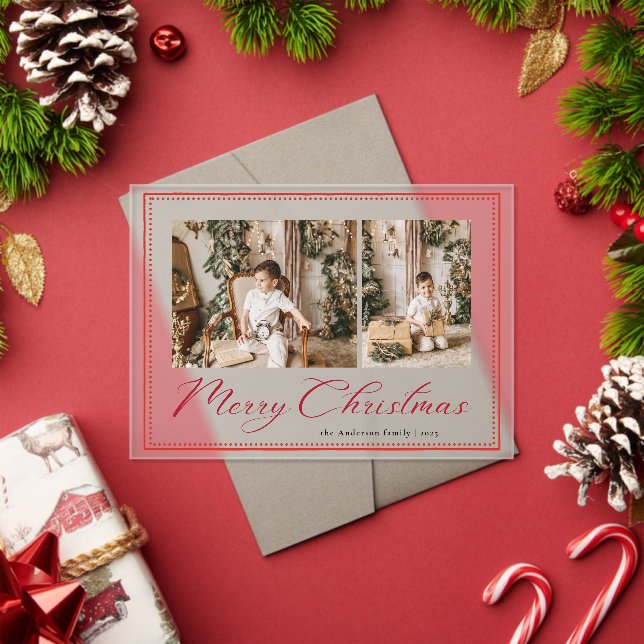 Invitaciones Acrílicas Minimal Minimalist Script  Photo Christmas Card (Insitu (Vacaciones))