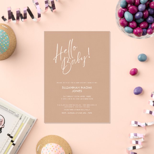 Invitaciones Acrílicas Minimal Neutral  Baby Shower Acrylic Invitation (Insitu (Celebración))