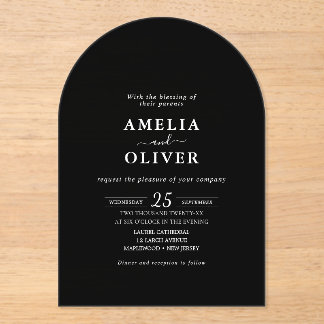 Invitaciones Acrílicas Minimalist Black Arch Elegant Wedding Invitation
