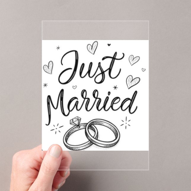 Invitaciones Acrílicas Minimalist Just Married Wedding Invitation (Insitu (portátil))