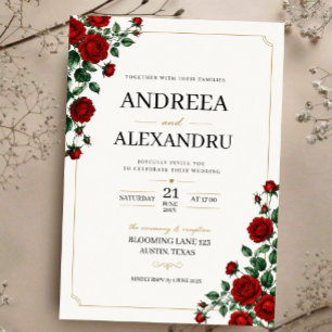 Invitaciones Acrílicas Minimalist Red Rose Elegant Floral Classic Rose
