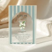 Minimalist Retro Bow Tini One Martini Baby Shower