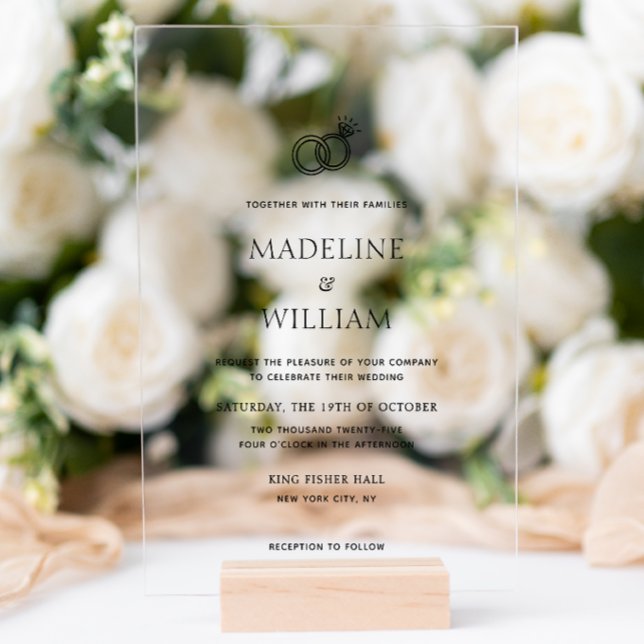 Invitaciones Acrílicas Minimalist Simple Hand Drawn Rings Wedding (Subido por el creador)