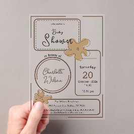 Invitaciones Acrílicas Minimalist Style Flower Notes Baby Shower