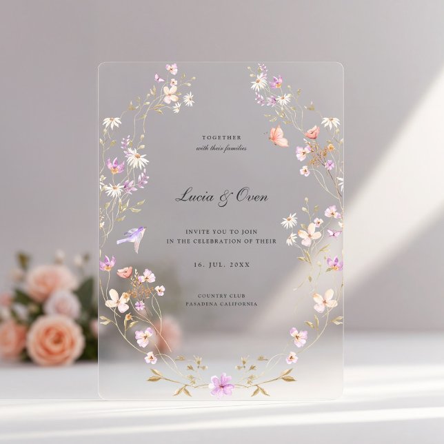 Invitaciones Acrílicas Minimalist Stylish Flowers Wedding (Subido por el creador)