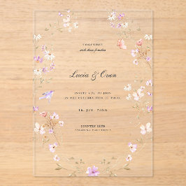 Invitaciones Acrílicas Minimalist Stylish Flowers Wedding