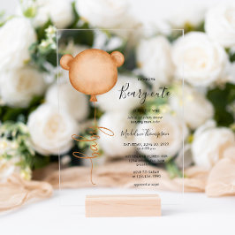 Invitaciones Acrílicas Minimalista alguien Beary Cum Balloon Baby Shower