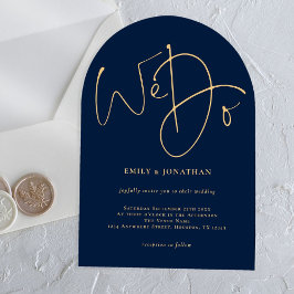 Invitaciones Acrílicas Minimalista azul marino y oro Bodas Nosotros Hacem